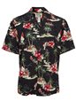 Ky&#39;s Christmas Black Cotton Poplin Men&#39;s Hawaiian Shirt