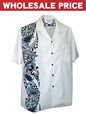 [Wholesale] Pacific Legend Honu Panel White Cotton Men&#39;s Hawaiian Shirt