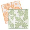 Kalama Collection Ulu &amp; Hibiscus Green &amp; Orange Hawaiian Poly Microfiber Dish Cloth 2 piece Set 12&quot;x 12&quot;