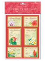 Island Heritage Festive Floral Adhesive Gift Tag 18-tags