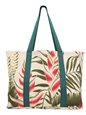 Kalama Collection Hawaiian Flower White 100% Polyester Large Poly Laminated Canvas Tote 19&quot;x14&quot;x 4.5&quot;