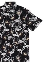 Molokai Surf Black Flamingo Rayon Men's Hawaiian Shirt