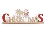 ハワイアン ウッドブロックサイン 39.5cm x 14cm [クリスマス & ウクレレサンタ]