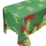 Kalama Collection Lehua Blossoms Forest Green Hawaiian Fabric Tablecloth 60"x 84"