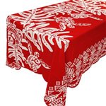 Kalama Collection Honu with Lauae Red Hawaiian Fabric Tablecloth 60"x 84"