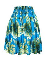 Anuenue Fern  Turquoise Poly Cotton Single Pau Skirt / 3 Bands