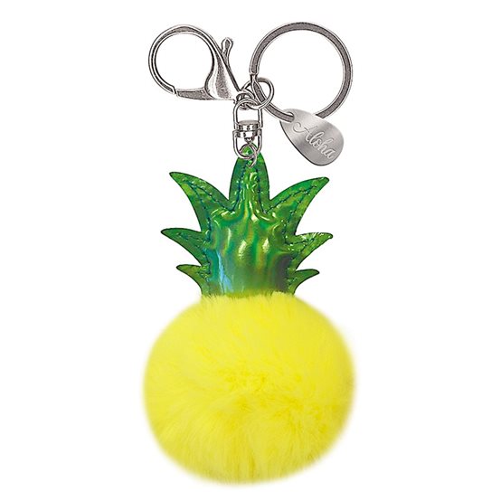 Pineapple pom pom keychain store