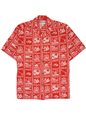 Hilo Hattie 50th State  Red Cotton Men&#39;s Hawaiian Shirt