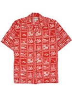 Hilo Hattie 50th State  Red Cotton Men's Hawaiian Shirt