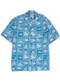 Hilo Hattie 50th State  Blue Cotton Men&#39;s Hawaiian Shirt
