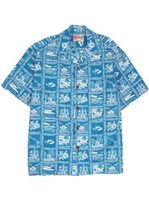 Hilo Hattie 50th State  Blue Cotton Men's Hawaiian Shirt