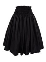 Solid Fabric Black Poly Cotton Single Pau Skirt / 4 Bands