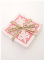 Kenui Quilts Hibiscus Dusty Pink Hawaiian Quilt Coaster Set Of 4