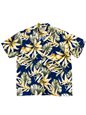 Paradise Found Rainforest Navy Rayon Men&#39;s Hawaiian Shirt