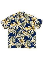 Paradise Found Rainforest Navy Rayon Men's Hawaiian Shirt