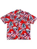 Paradise Found Rainforest Red Rayon Men's Hawaiian Shirt