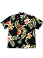 Waimea Casuals Orchid Paradise Black Cotton Men&#39;s Hawaiian Shirt