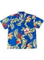 Waimea Casuals Orchid Paradise Blue Cotton Men's Hawaiian Shirt