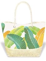 Island Heritage Tropical Leave Green  Tropical Straw Tote Bag