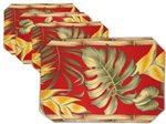 Kalama Collection Hawaiian Flower Red Polyester Hawaiian Table Mat 4-piece Set