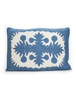 Ulu Blue Polycotton Hawaiian Quilt Pillow Sham 24" x 17"