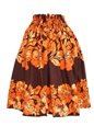 Hibiscus &amp; Monstera Brown  Poly Cotton Single Pau Skirt / 3 Bands