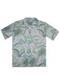 Aloha Republic Endangered Tropical Leaves Slate Blue Cotton Men&#39;s Hawaiian Shirt