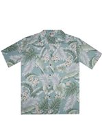 Aloha Republic Endangered Tropical Leaves Slate Blue Cotton Men's Hawaiian Shirt