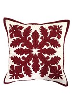 Kenui Quilts Burgundy Hibiscus Hawaiian Quilt Pillow Cover