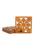 Hawaiian Quilt Ulu Wooden Coaster 4piece Set