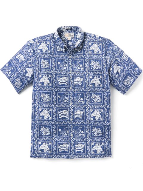 Reyn Spooner メンズ アロハシャツ クラシックフィット [ラハイナ セーラー/ネイビー/スプナークロス]