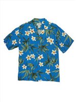 Two Palms Bamboo Blue Rayon Men's Hawaiian Shirt