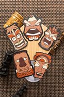 Kawaii Sticker Club Happy Tiki Head Stickers Set of 5 (Traditional)