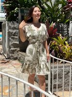 Angels by the Sea Alana Leaves Olive 100% Rayon Short Dress