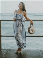 Angels by the Sea Moana Hibiscus Print Blue 100% Rayon Long Dress