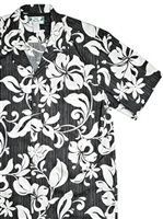Two Palms Maui  Black Cotton Men's Open Collar Hawaiian Shirt