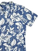 Two Palms Maui  Blue Cotton Men's Open Collar Hawaiian Shirt