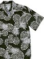 Two Palms Kauai  Black Cotton Men&#39;s Open Collar Hawaiian Shirt