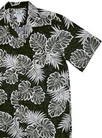 Two Palms Kauai  Black Cotton Men's Open Collar Hawaiian Shirt