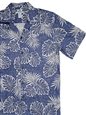 Two Palms Kauai  Blue Cotton Men&#39;s Open Collar Hawaiian Shirt