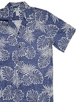 Two Palms Kauai  Blue Cotton Men's Open Collar Hawaiian Shirt