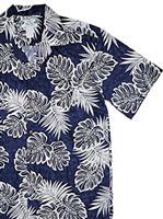 Two Palms Kauai  Navy Cotton Men's Open Collar Hawaiian Shirt