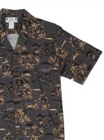 Two Palms Golden Vintage Dark Gray Rayon Men's Hawaiian Shirt