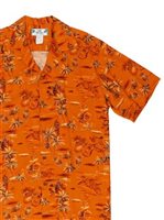 Two Palms Golden Vintage Orange Rayon Men's Hawaiian Shirt