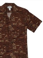 Two Palms Golden Vintage Brown Rayon Men's Hawaiian Shirt