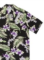 Two Palms Tubeose Black Rayon Men's Hawaiian Shirt