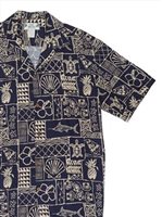 Two Palms Marlin Navy Rayon Men's Hawaiian Shirt