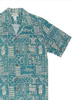 Two Palms Marlin Green Rayon Men's Hawaiian Shirt