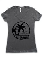 【Aloha Outlet限定】 Honi Pua レディースハワイアンTシャツ [パームツリー＆アイランド　黒]