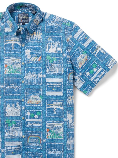 Reyn Beach Boys Classic Blue Kloth Men's Hawaiian Shirt Fit |